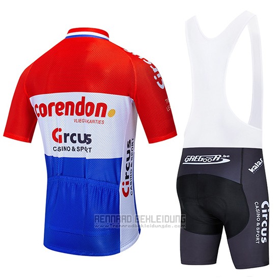 2019 Fahrradbekleidung Corendon Circo Rot Wei Blau Trikot Kurzarm und Tragerhose